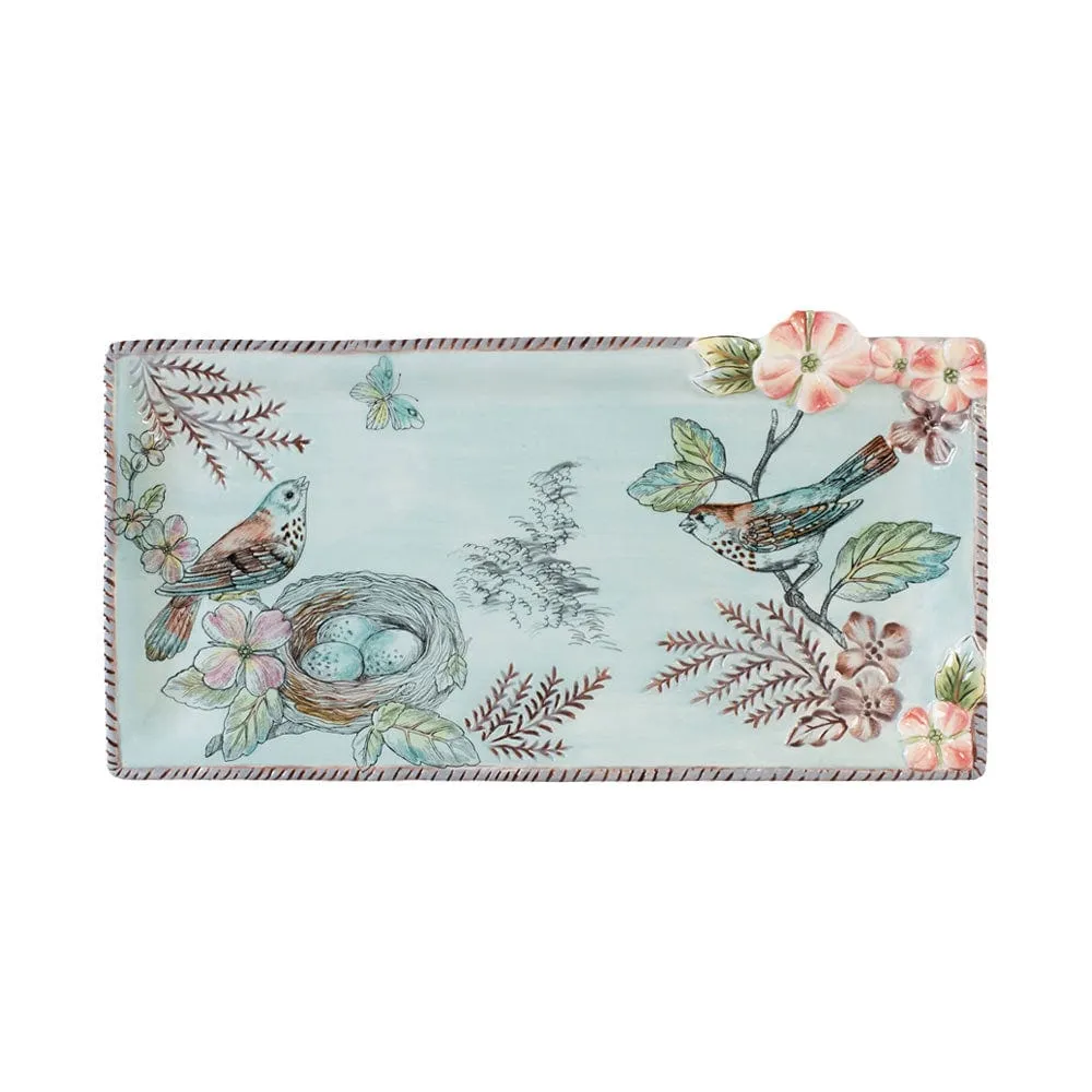 Fitz and Floyd English Garden Vassoio Portata Allungato Fiori