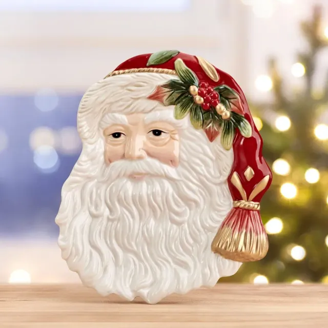 Fitz and Floyd Woodland Holiday vassoio Babbo Natale terracotta