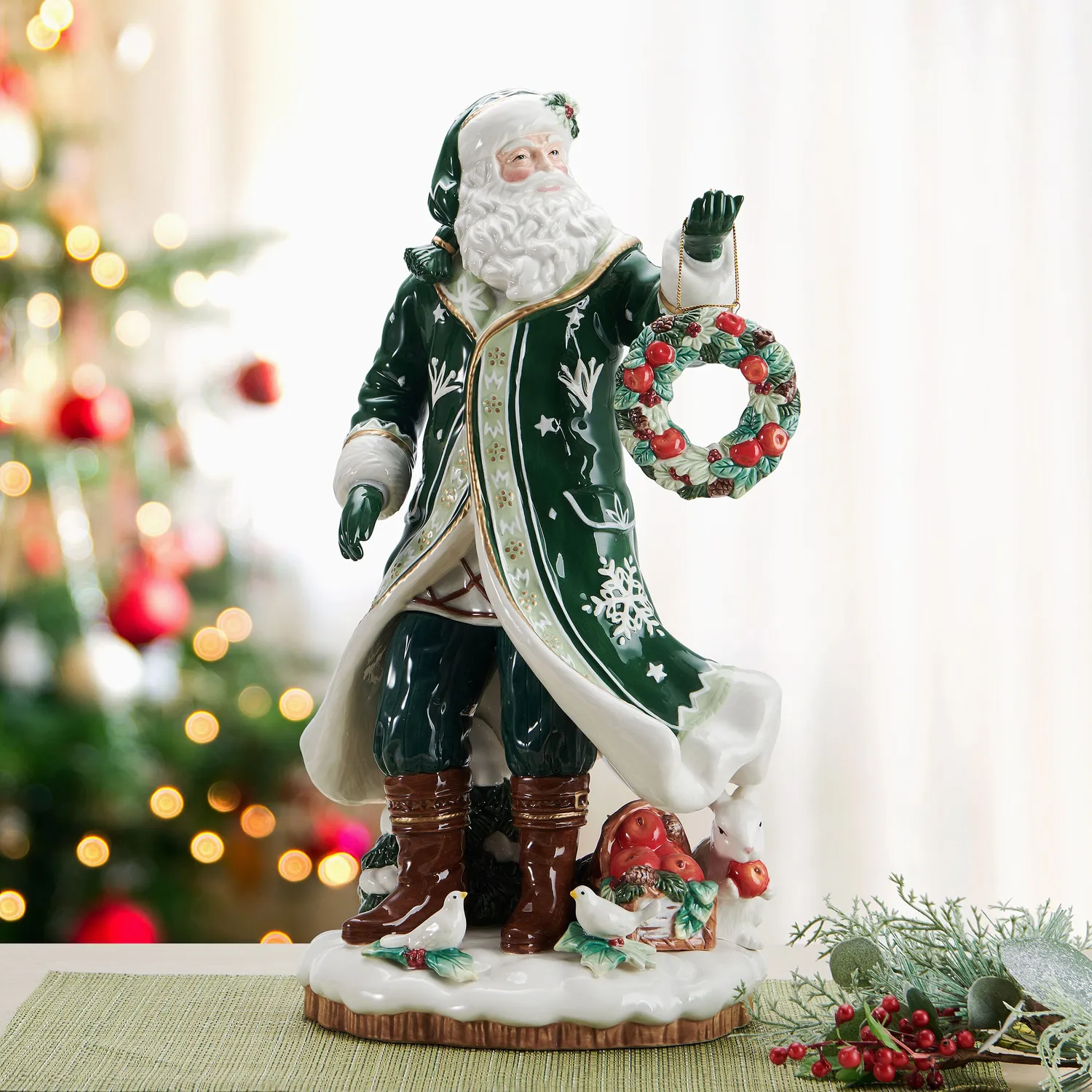 Fitz and Floyd Winter Frost Santa statuina Babbo Natale 18 IN
