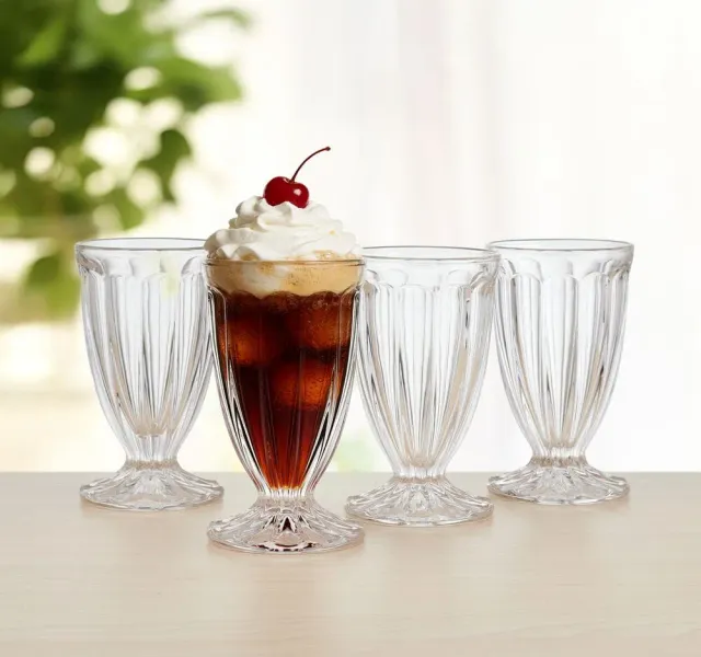 Fitz and Floyd Vintage Scoop set 4 bicchieri gelato vetro
