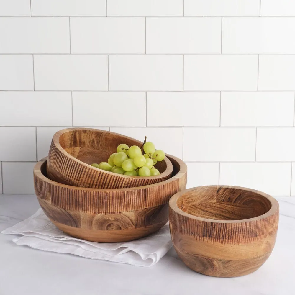 Fitz and Floyd Caleb set 3 ciotole legno acacia