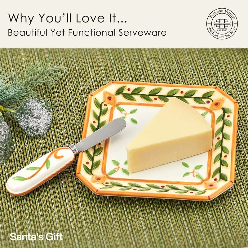 Fitz and Floyd Santa's Gift piatto antipasti con spalmatore maiolica