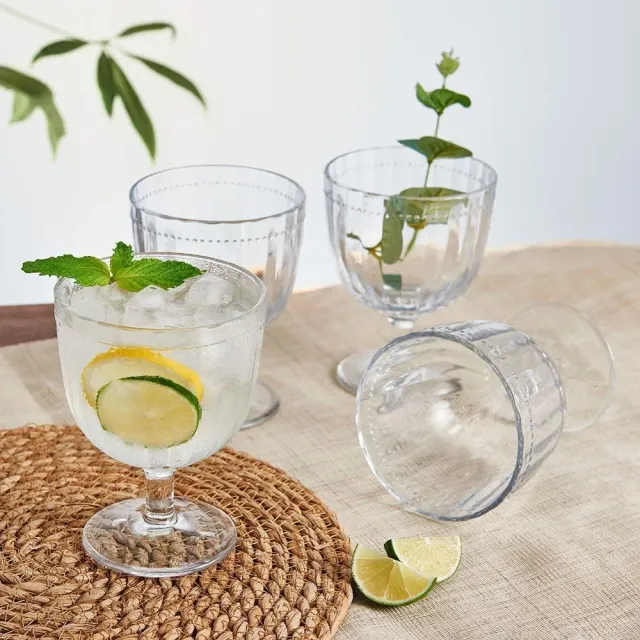 Fitz and Floyd Beaded calici vino set 4 pezzi vetro 414 ml
