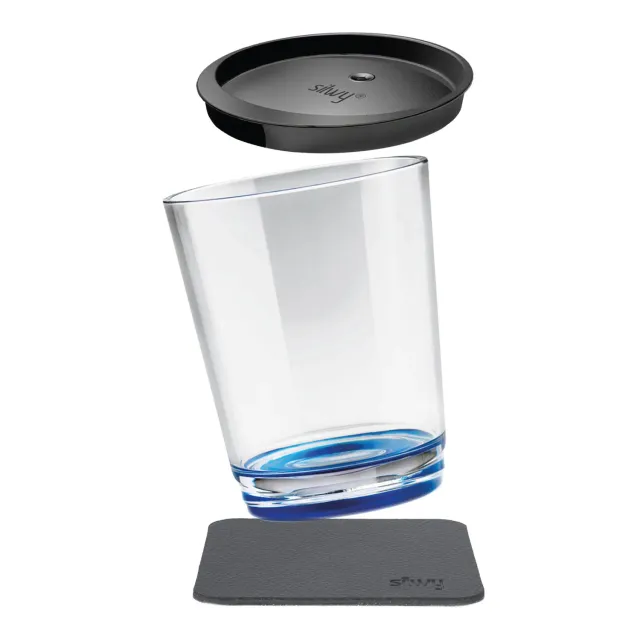 Silwy Triplo tazza magnetica blu plastica con pad