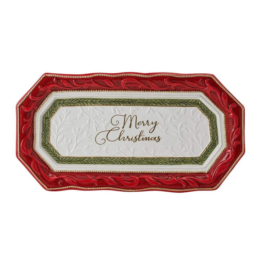 Fitz and Floyd Telluride vassoio pane ceramica natalizio rosso