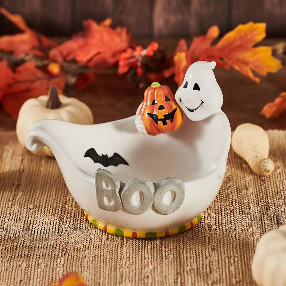 Fitz and Floyd Halloween Boo Ghost Ciotola Caramelle Terracotta