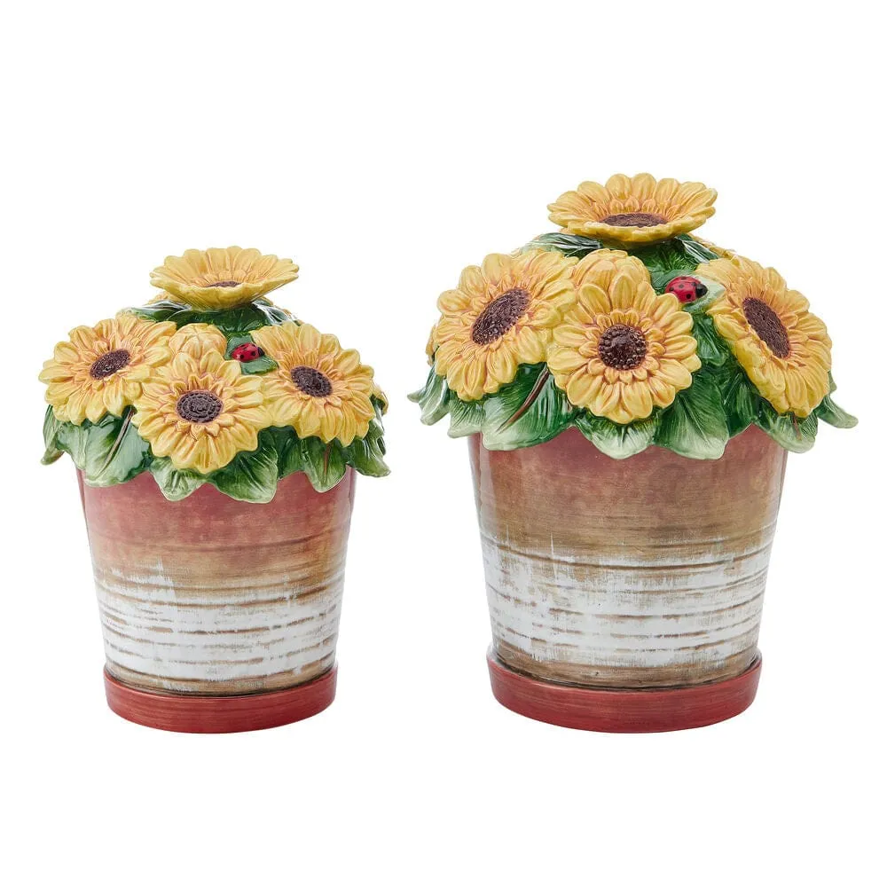 Fitz and Floyd Provence Sunflower Pots barattoli set 2 ermetici