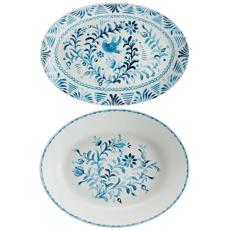 Fitz and Floyd Sicily Blue set ciotola e vassoio stoneware