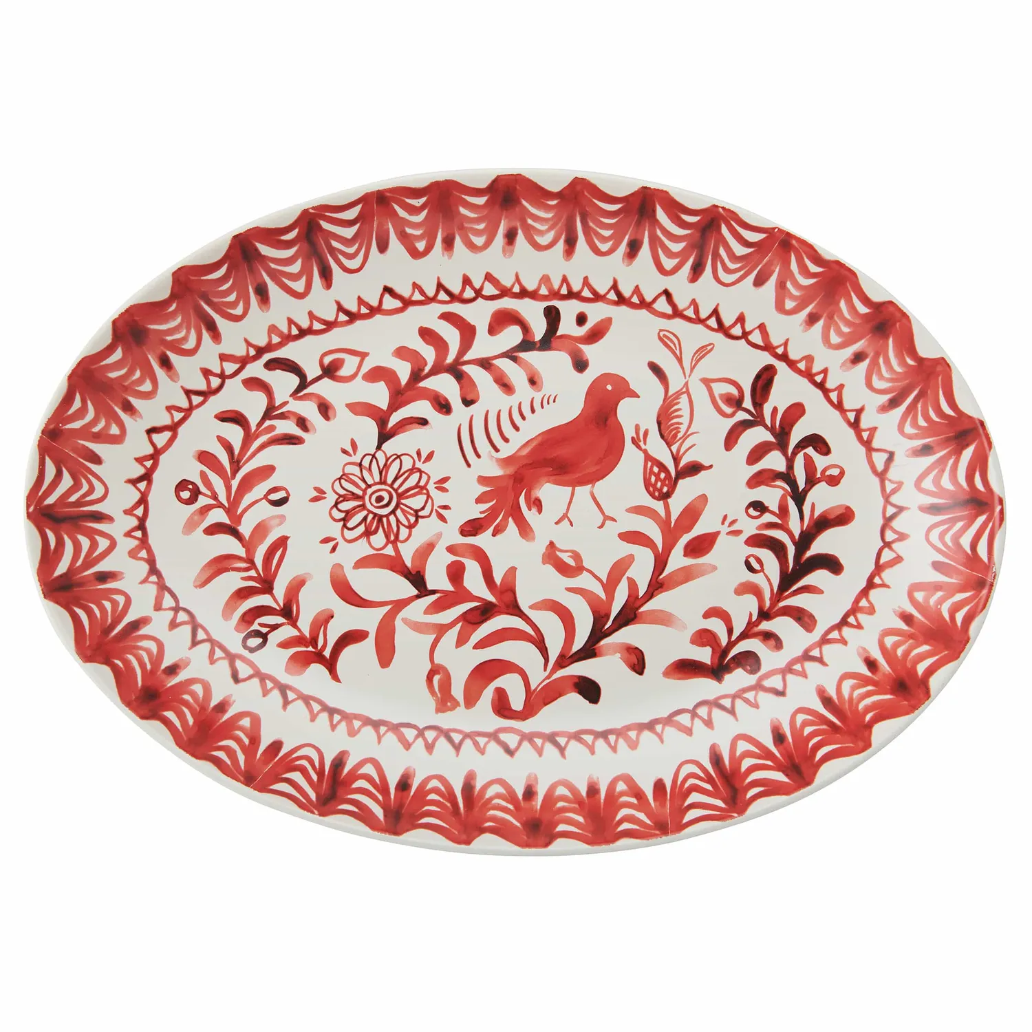 Fitz and Floyd Sicily Red Partridge vassoio ovale rosso pietra
