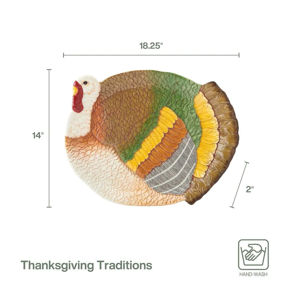Fitz and Floyd Thanksgiving Vassoio tacchino 46 cm