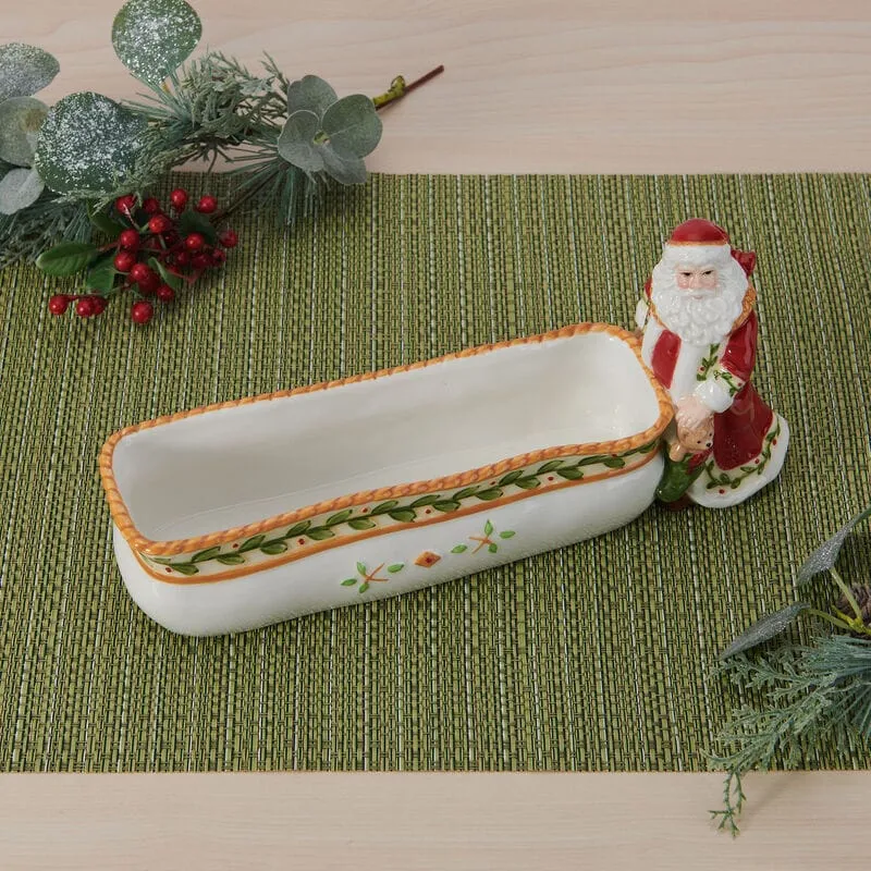 Fitz and Floyd Santa's Gift ciotola antipasti lunga terracotta