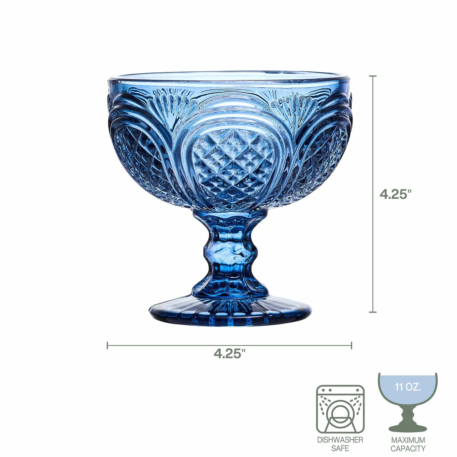 Fitz and Floyd Sicily Blue set 4 ciotole dessert in vetro blu