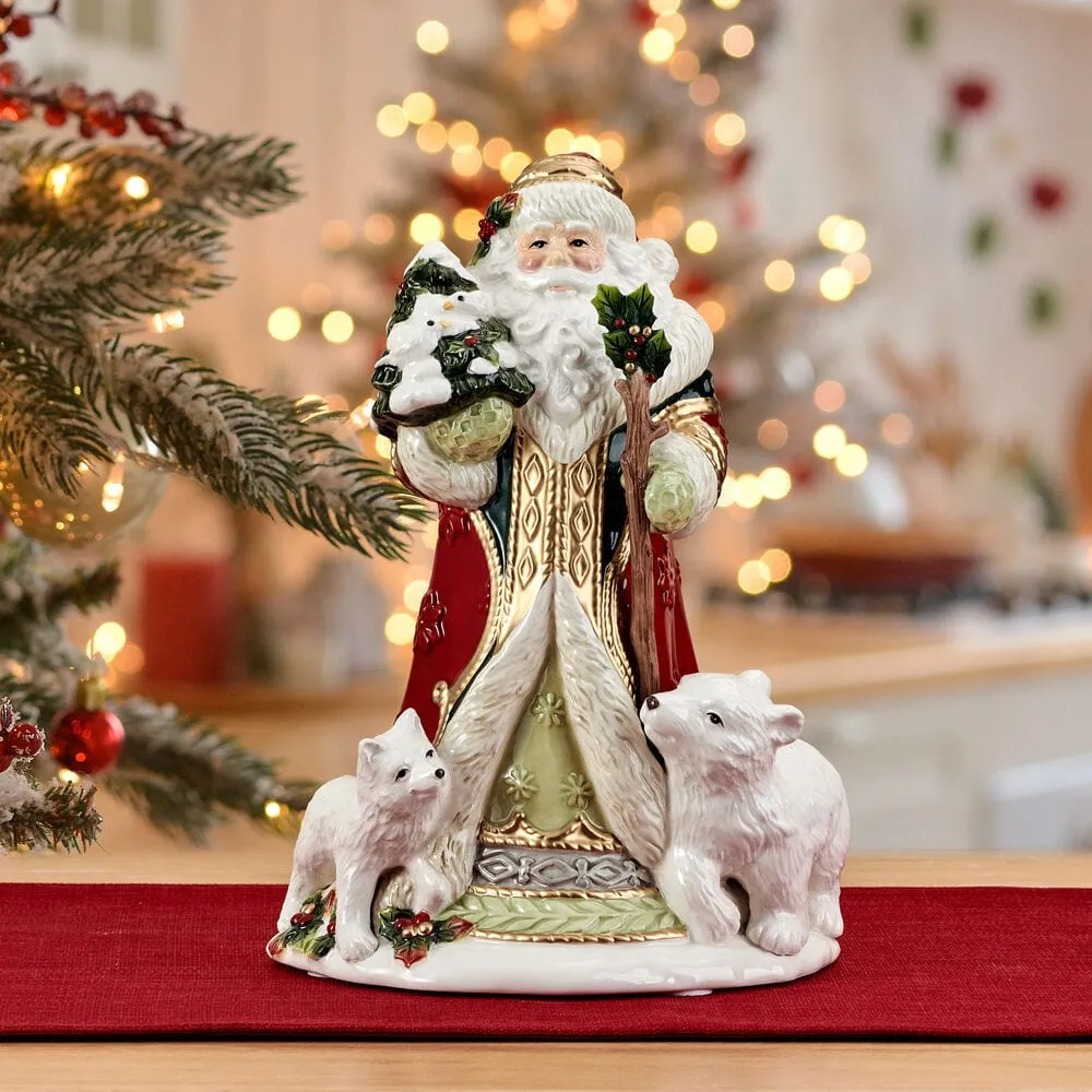 Fitz and Floyd Woodland Holiday statuetta Babbo Natale musicale