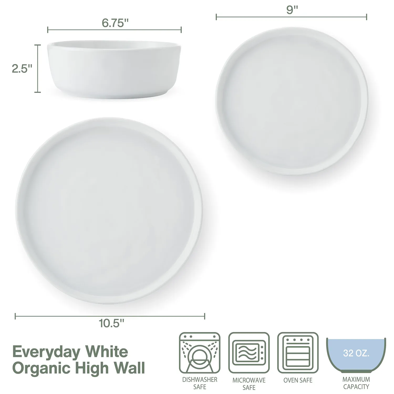 Fitz and Floyd Everyday White Organic High Wall servizio piatti 12 pezzi bianco