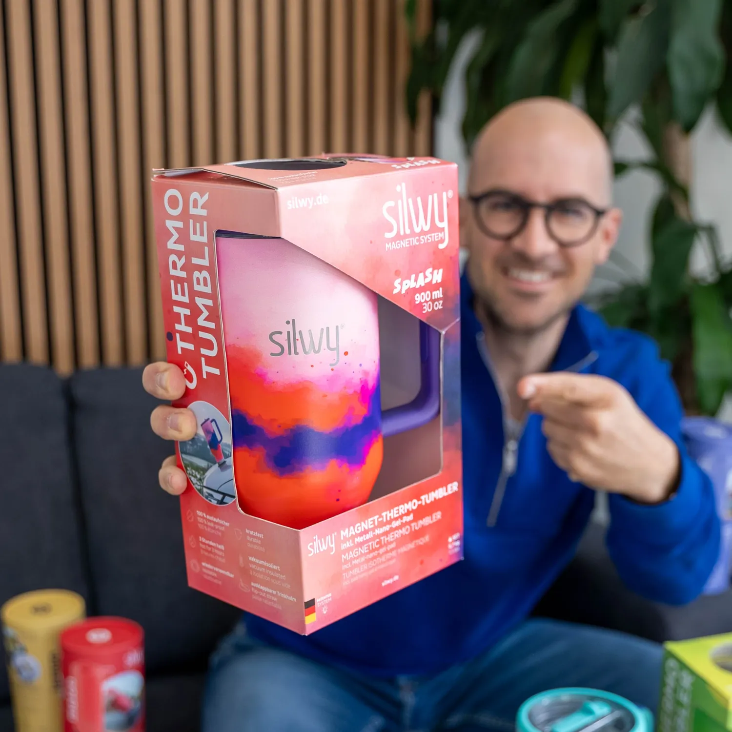 Silwy Splash bicchiere termico magnetico 900 ml con cannuccia