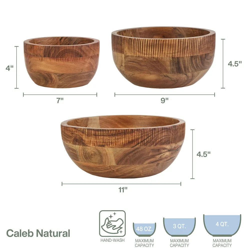 Fitz and Floyd Caleb set 3 ciotole legno acacia