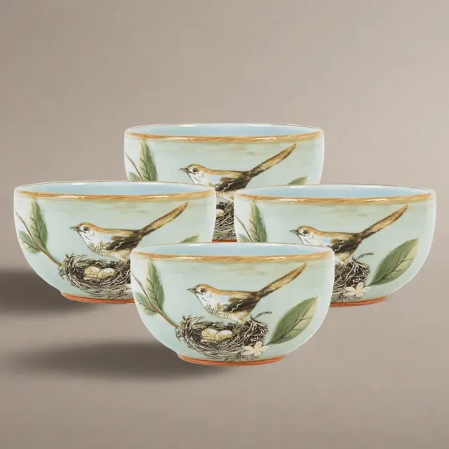 Fitz and Floyd Toulouse set 4 ciotoline verdi 19 oz ceramica