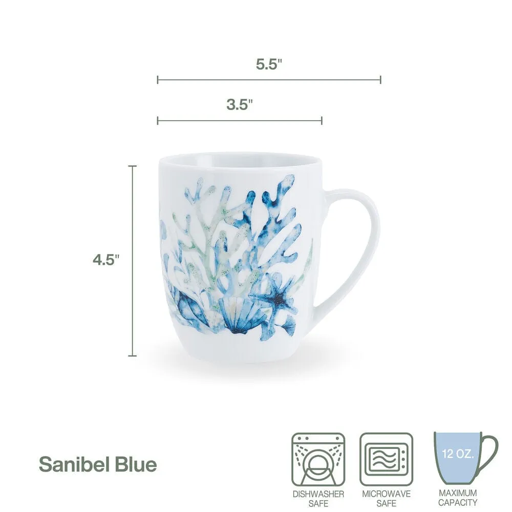 Fitz and Floyd Sanibel mug porcellana blu conchiglie
