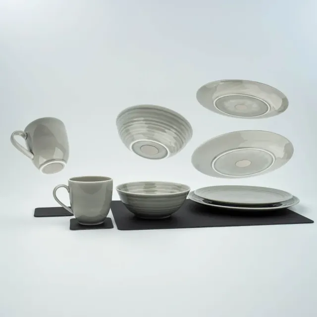 Silwy Ash set stoviglie porcellana magnetica 8 pezzi con tappetino