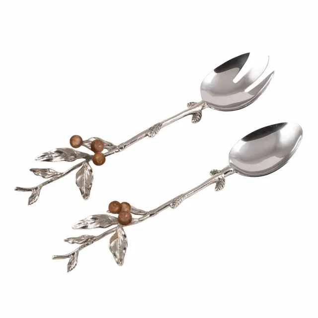 Fitz and Floyd Woodgrove set posate insalata 2 pezzi ottone