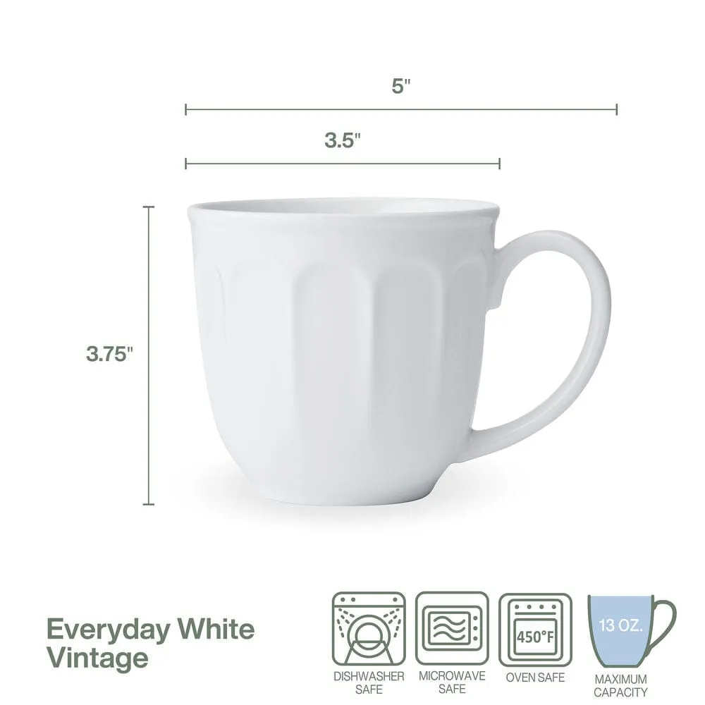 Fitz and Floyd Everyday White Vintage tazze mug bianchi 4 pezzi