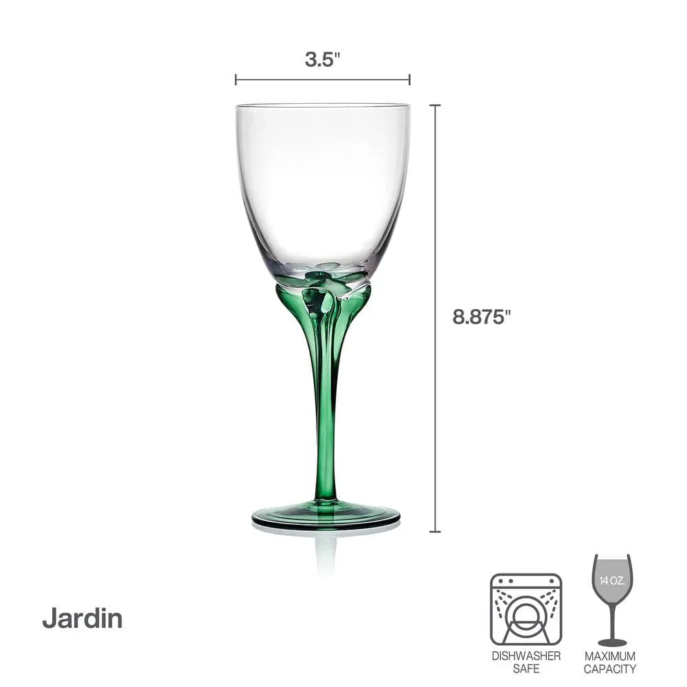 Fitz and Floyd Jardin calici vino verde set 4 pezzi