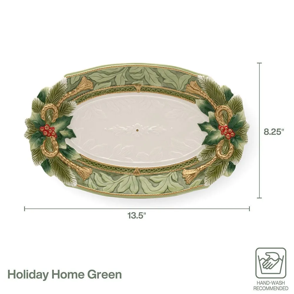 Fitz and Floyd Holiday Home vassoio piccolo verde natale