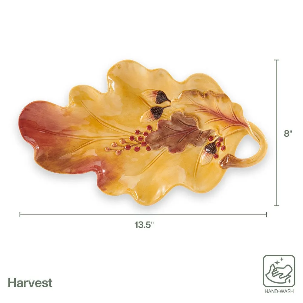 Fitz and Floyd Harvest vassoio foglia ceramica autunnale