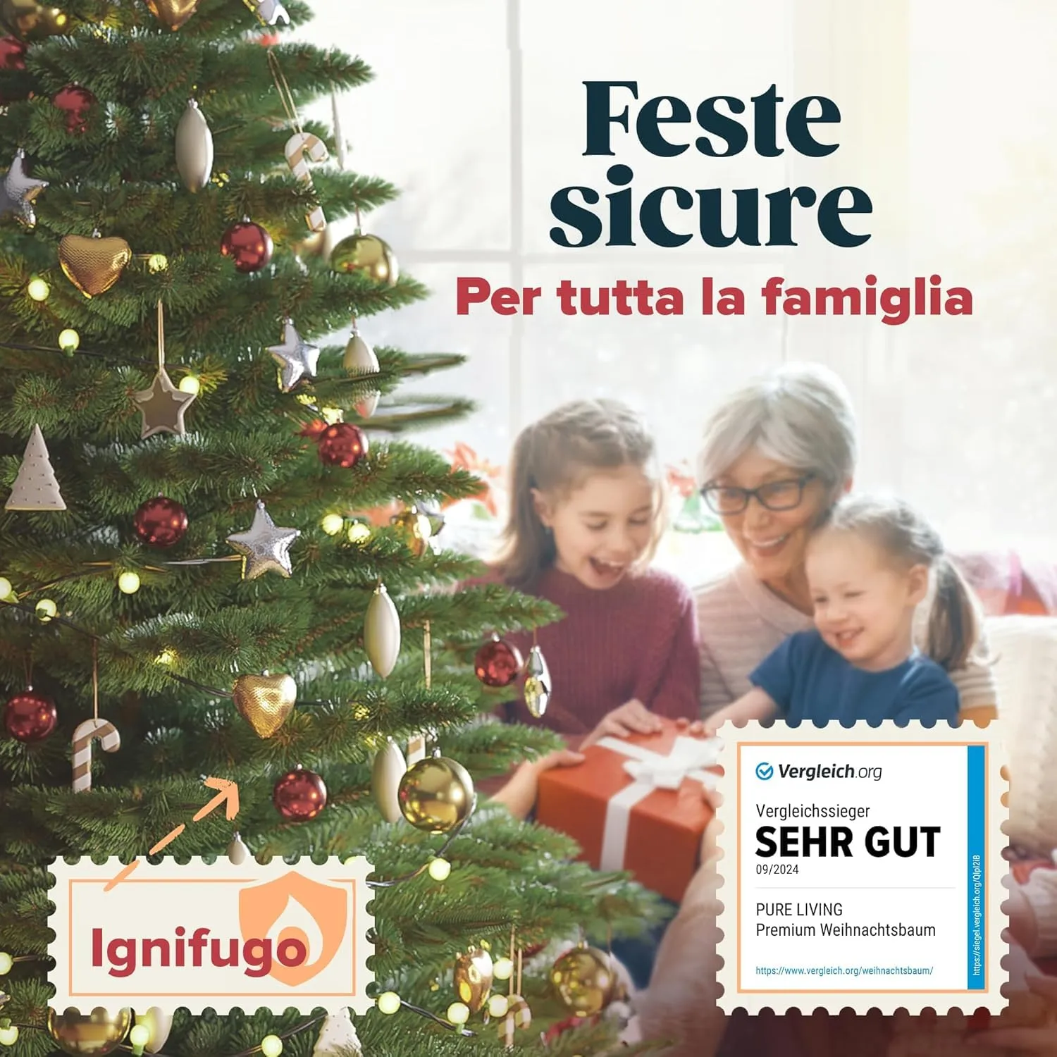 Pure Living albero di Natale artificiale 180 cm realistico