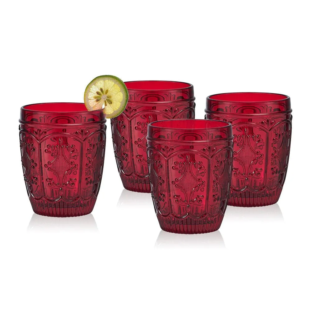 Fitz and Floyd Trestle bicchieri whisky rossi set 4 pezzi
