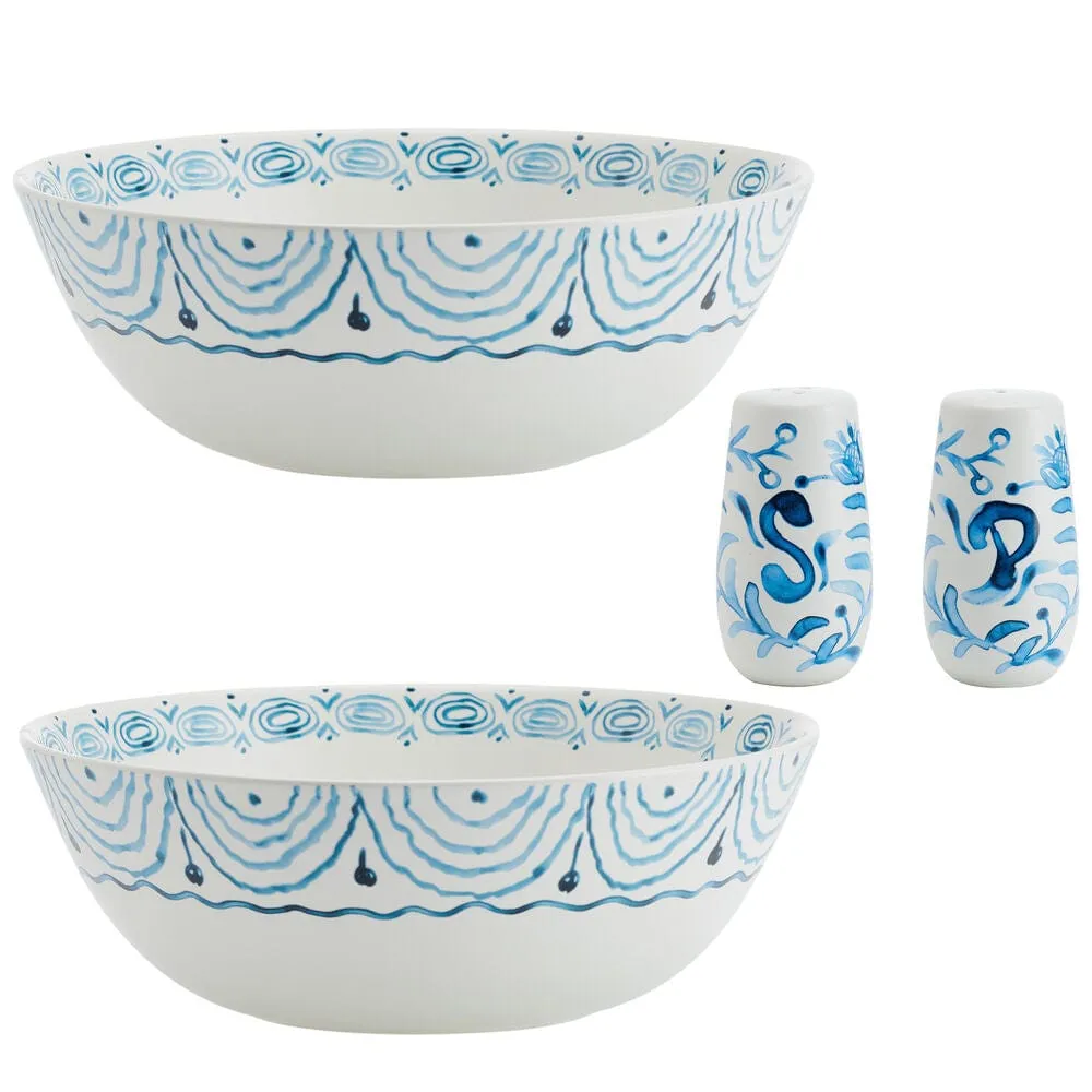 Fitz and Floyd Sicily Blue set 2 ciotole con sale e pepe