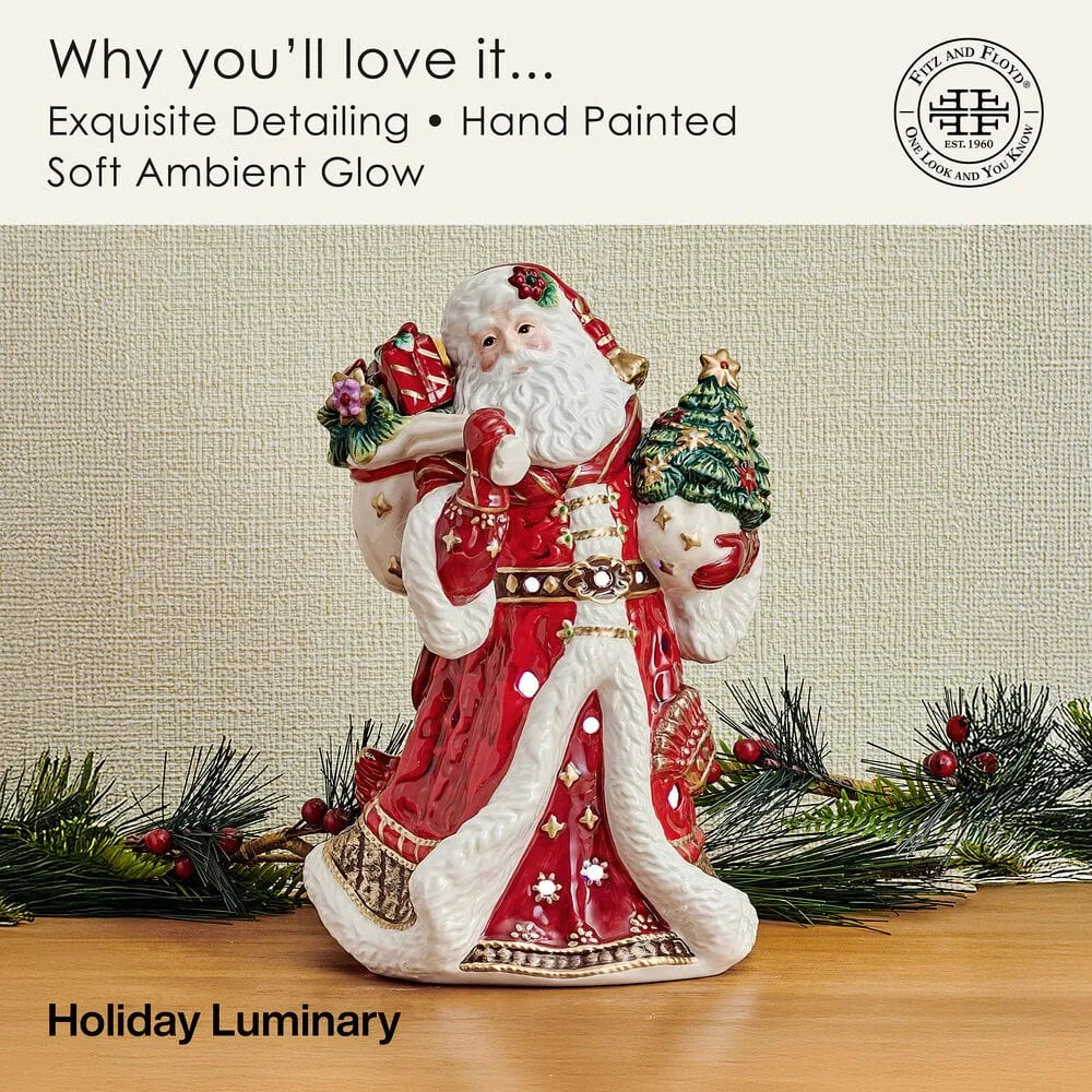Fitz and Floyd Renaissance Holiday Luminary Santa statuetta LED rossa 23 cm