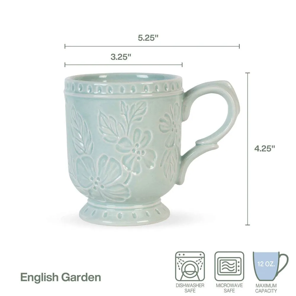Fitz and Floyd English Garden set 4 mug gres 350 ml blu