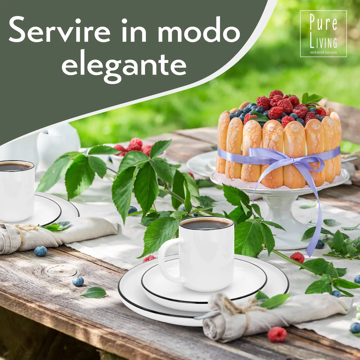 Pure Living Scandi servizio 6 persone porcellana 18 pezzi