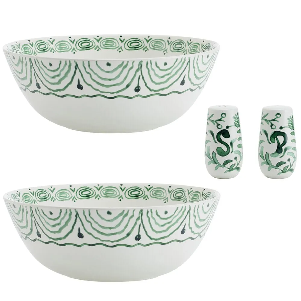 Fitz and Floyd Sicily Green set 2 ciotole + sale e pepe