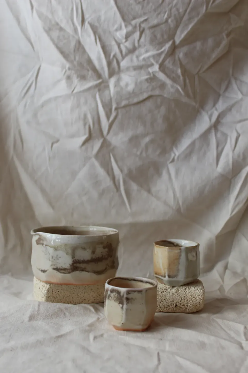 Studio Delta Pottery Set Matcha woodfired tazze 3 pezzi Shino
