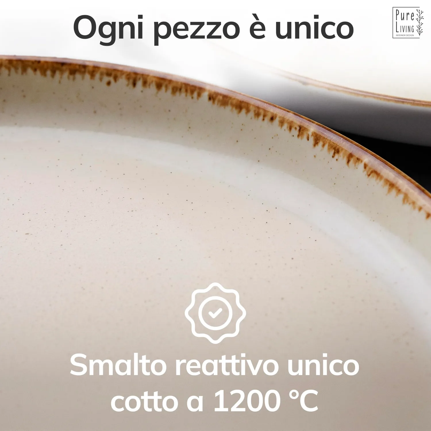 Pure Living Rustic Set 6 Ciotole Muesli Beige in Gres