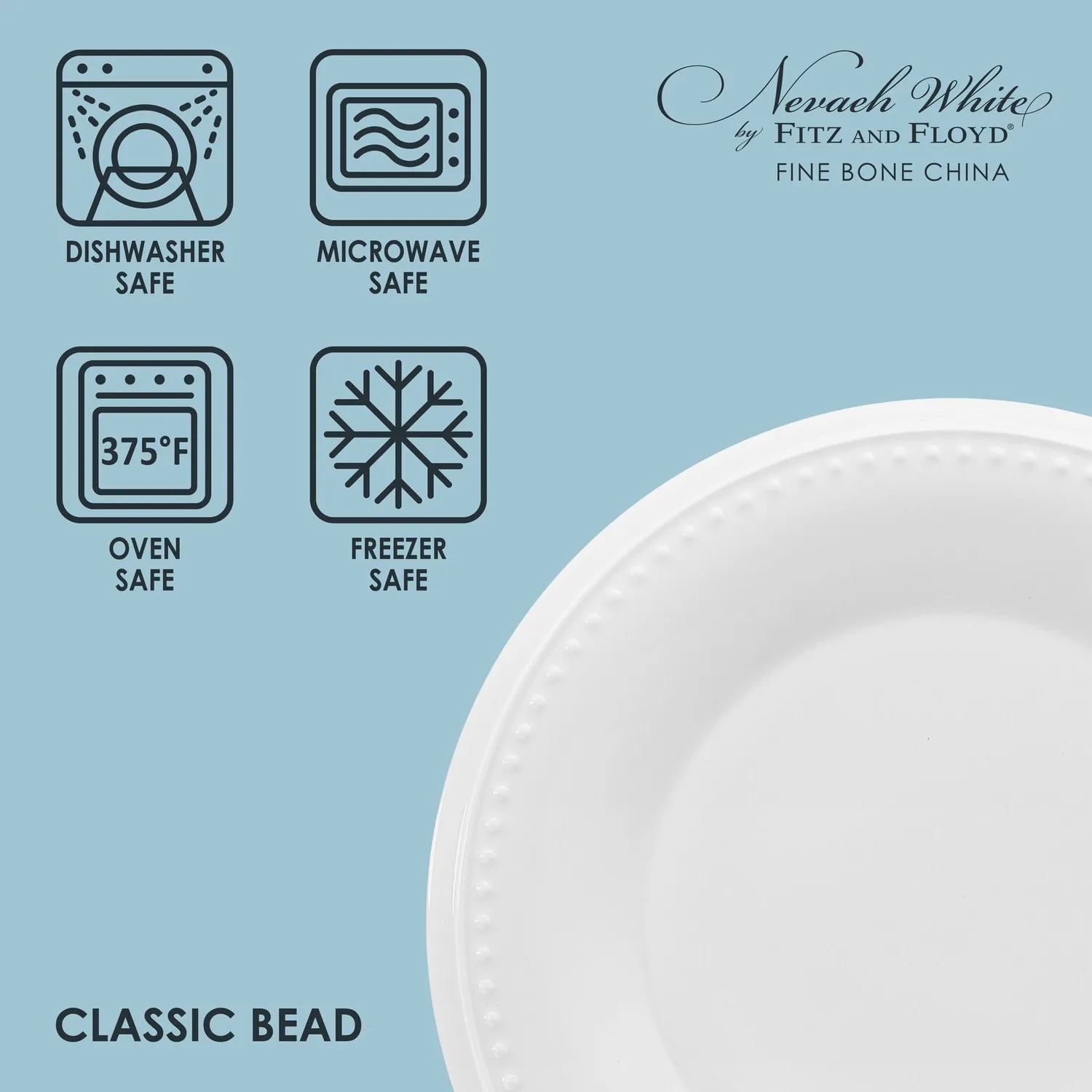 Fitz and Floyd Nevaeh White piatti insalata bone china 4 pz