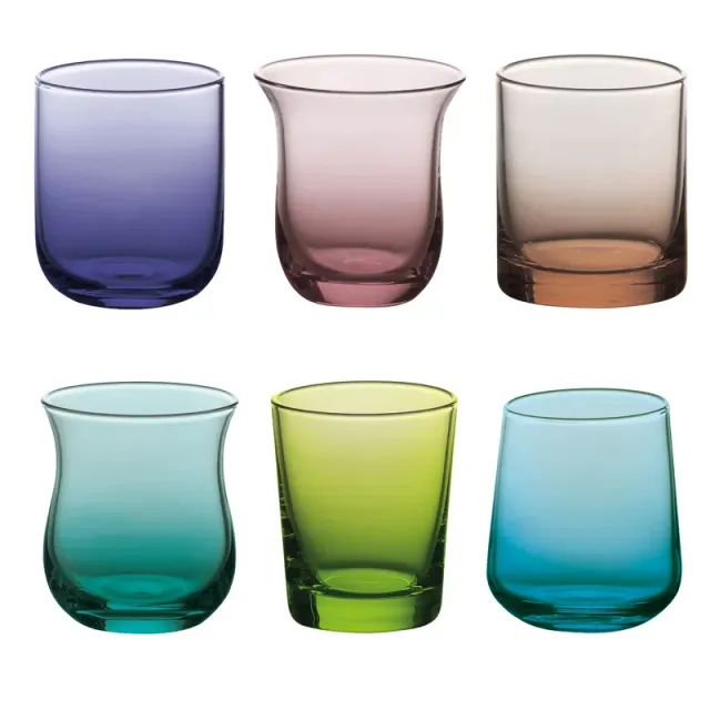 Diseguale Diseguale set 6 bicchieri liquore colorati
