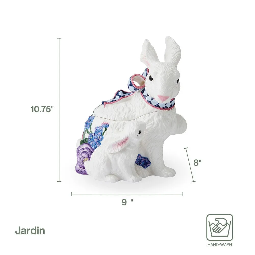 Fitz and Floyd Jardin Rabbit Biscottiera Coniglio Bianco Terracotta