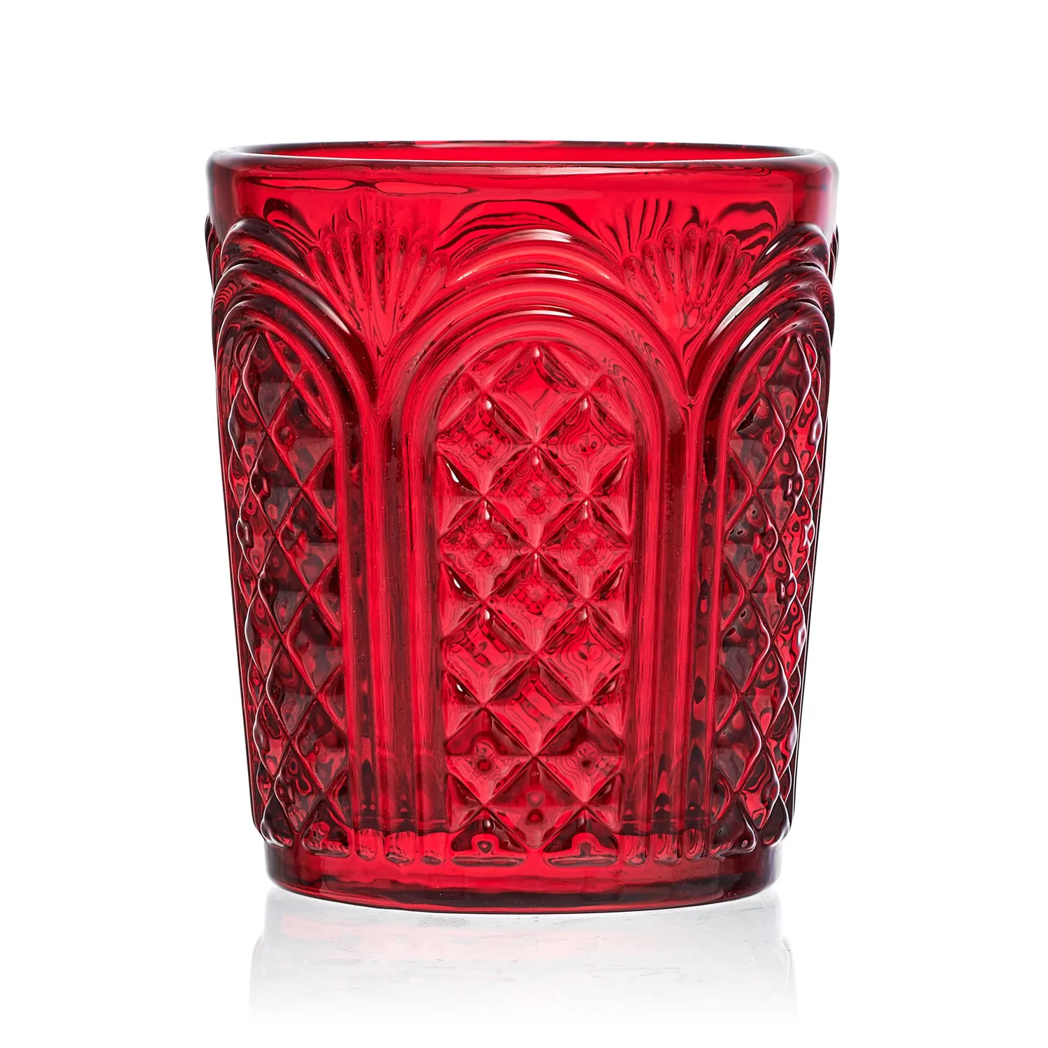 Fitz and Floyd Sicily Red set 4 bicchieri whisky rossi vetro