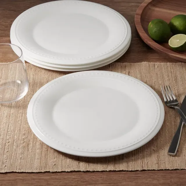 Fitz and Floyd Nevaeh White piatti piani bianchi set 4 perle