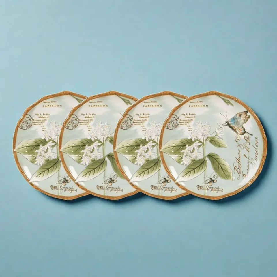 Fitz and Floyd Toulouse Set 4 Piatti Insalata Verdi Stoneware