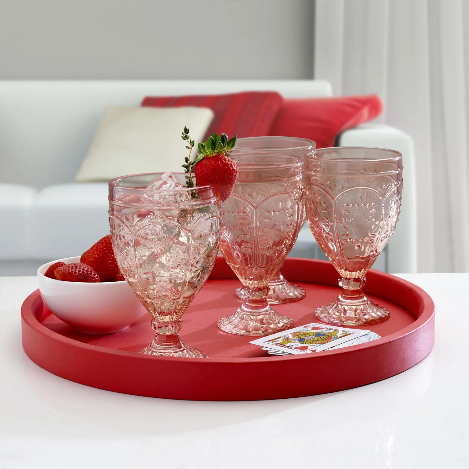 Fitz and Floyd Trestle set 4 calici rosa vetro