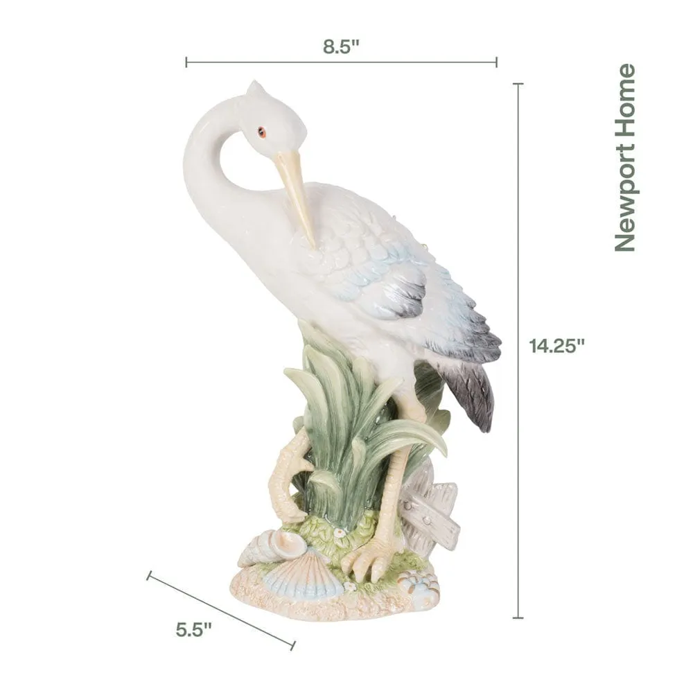 Fitz and Floyd Newport Home Tall Egret Facing Backward 14.25 statuetta 36 cm