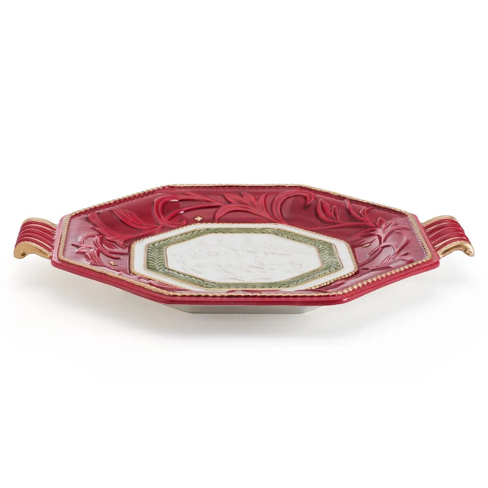 Fitz and Floyd Telluride Platter with Handles vassoio rosso