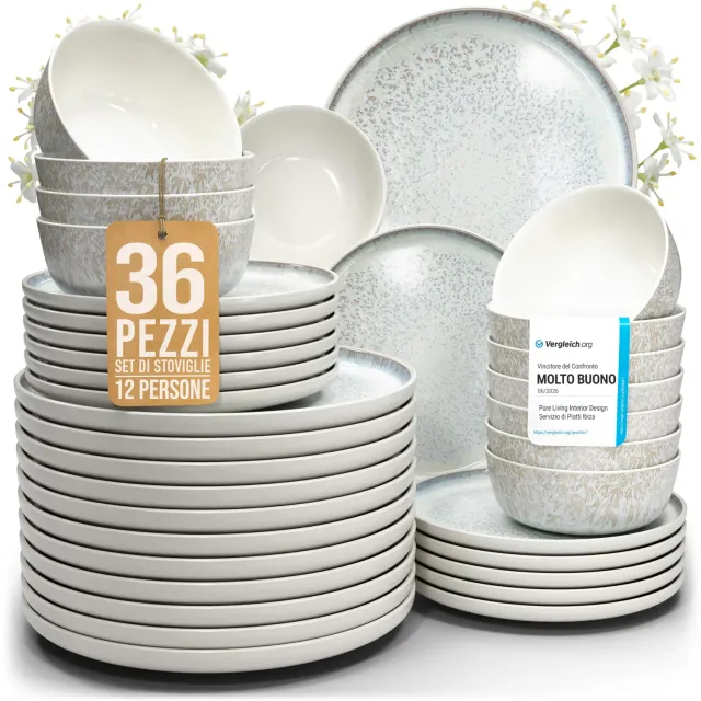 Pure Living Ibiza Light Servizio Piatti 18 Pezzi Beige 6 Persone