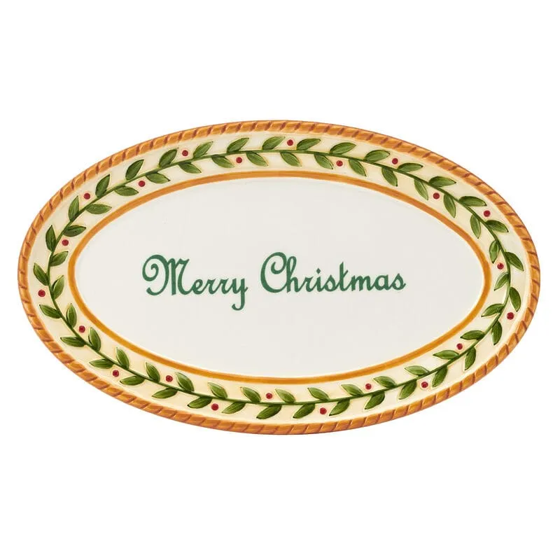 Fitz and Floyd Santa's Gift Vassoio ovale Merry Christmas