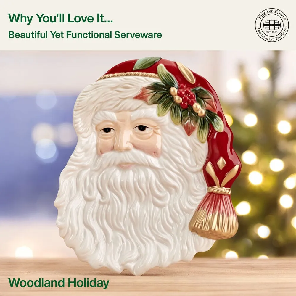 Fitz and Floyd Woodland Holiday vassoio Babbo Natale terracotta