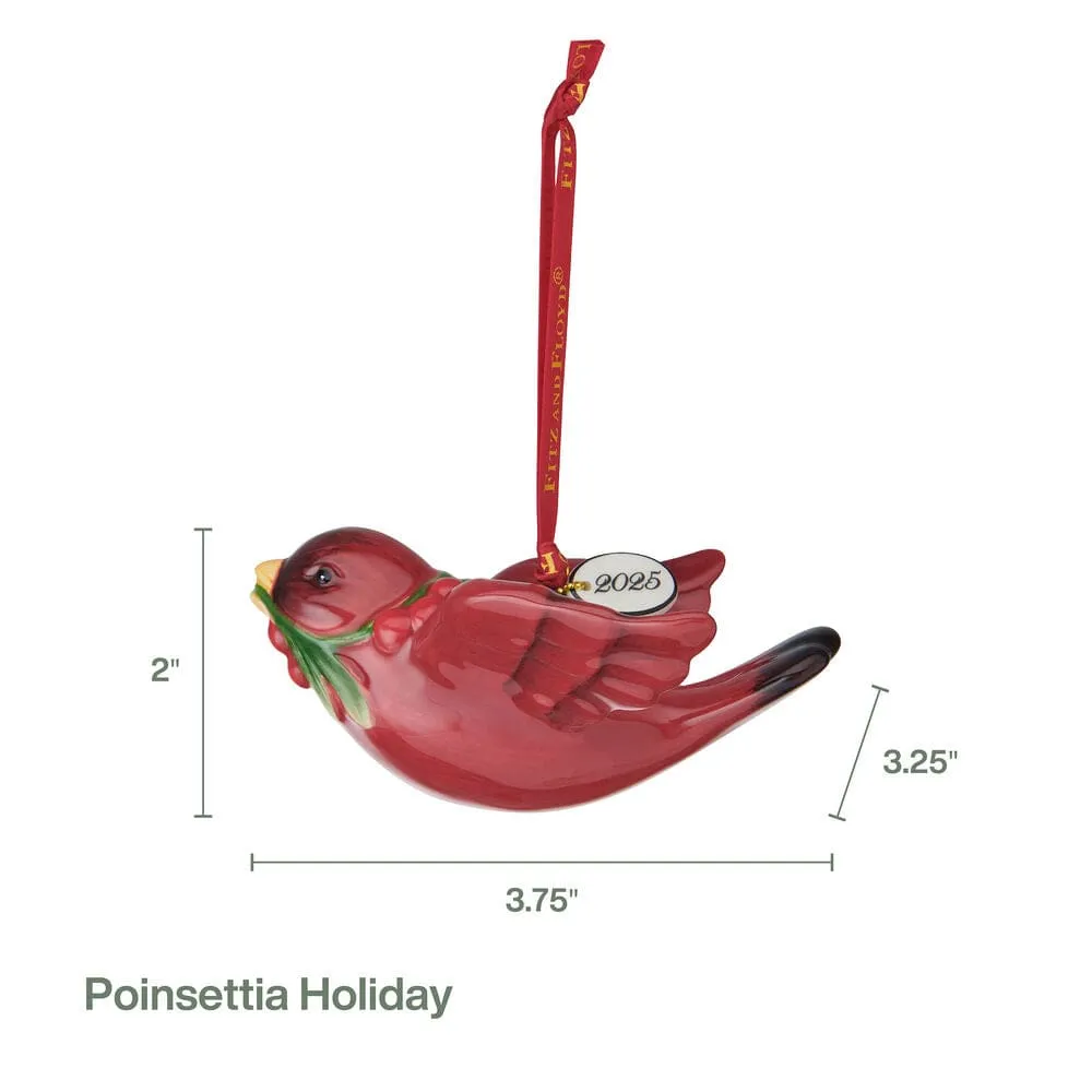 Fitz and Floyd Poinsettia Cardinal 2025 ornamento Natale rosso